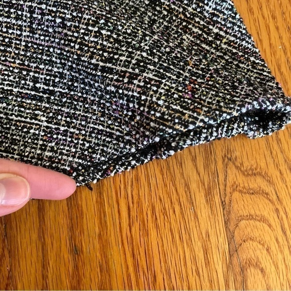 ANN TAYLOR LOFT Outlet Black White Rainbow Tweed Peplum Open Front Blazer Jacket - Picture 10 of 13